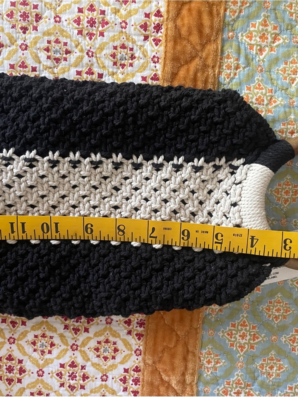 NWT Curateur x Laude The Label Gabby Mini Macrame Bag Black and White Cotton - Picture 7 of 10
